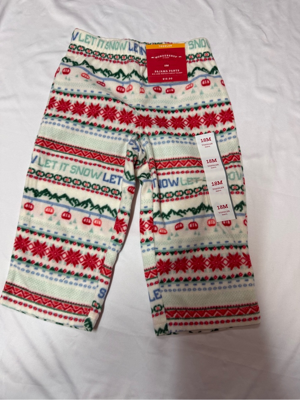 Wondershop Toddler Fleece Pajama Pants - Red, Green, White